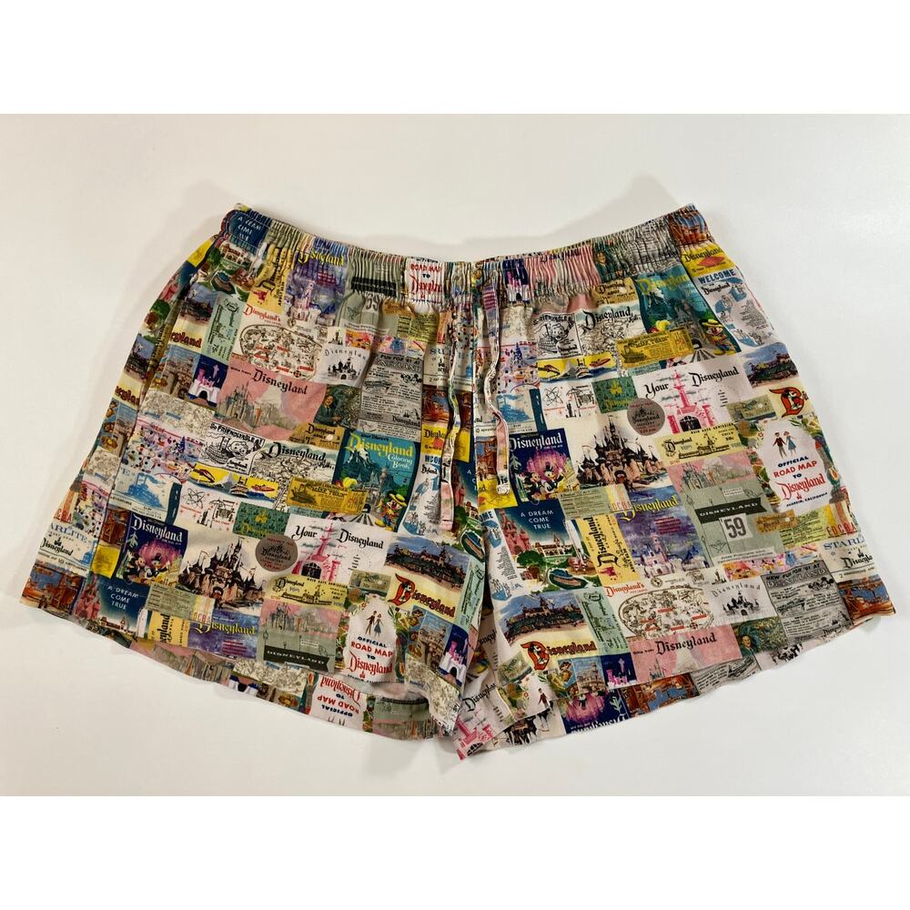 Disney100 The Eras Disneyland Women XL Woven Lounge Shorts Collage Disney Parks